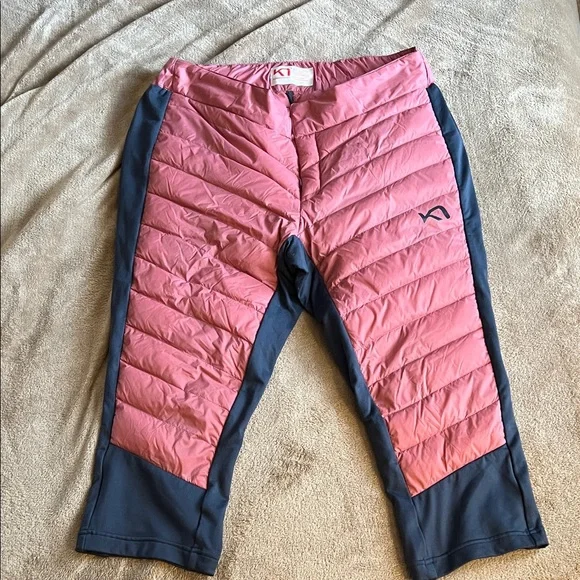 EUC - down puffer 3/4 pants - L Kari Traa Eva High Waist Capri - navy/pink - Picture 8 of 11